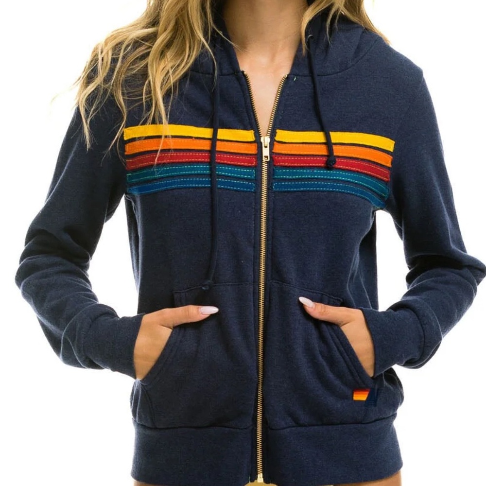 Aviator Nation navy blue 5 stripe hoodie set (S) - Picture 2 of 3